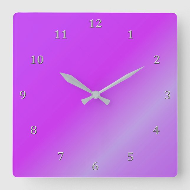 Shaded Purple Wine Magenta Gradient Gray Numbers Square Wall Clock (Front)