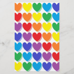 Shaded Rainbow Hearts Stationery