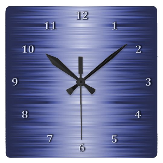 Shaded Sapphire Navy Blue Square Wall Clock