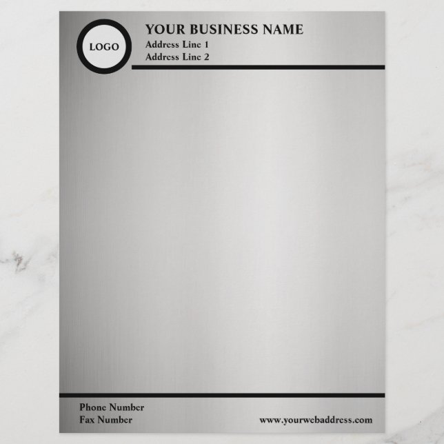 Shaded Silver Gray Minimalist Letterhead (Front)