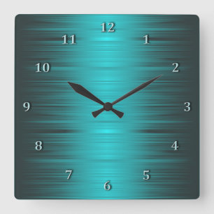 Shaded Turquoise Aqua Square Wall Clock