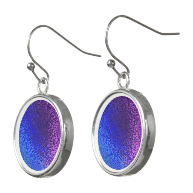 Shades Blue & Purple Shiny Abstract Drop Earrings (Angled)