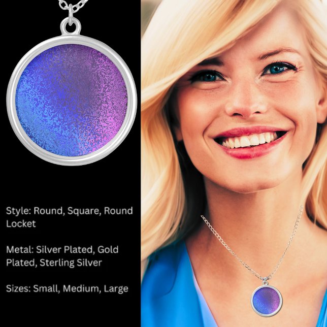 Shades Blue & Purple Shiny Abstract Round Necklace (Shades Blue & Purple Shiny Abstract Round Necklace)