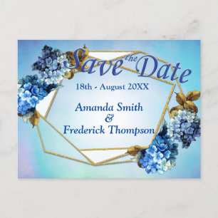 Shades / Blue Watercolor Hydrangeas Save the Dates Announcement Postcard