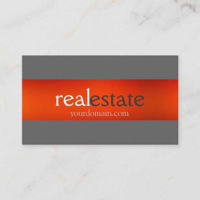 Shades Gray Orange Real Estate Agent Business Card (Front)