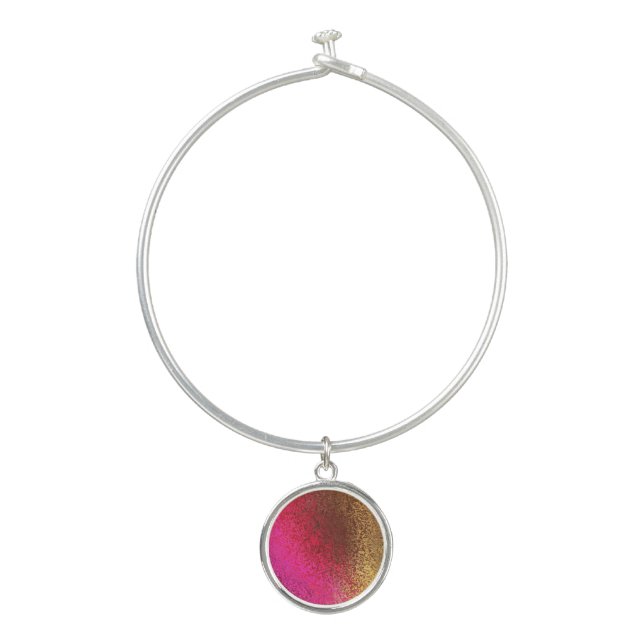 Shades in Pink & Bronze Gold Bangle Bracelet Charm (Front)