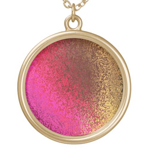 Shades in Pink  Bronze Gold Shiny Round Necklace