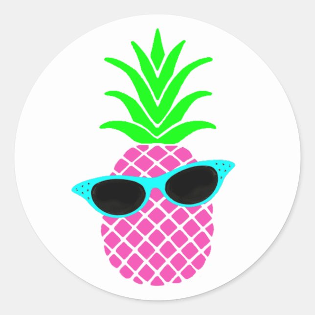 "Shades of a Pineapple" Classic Round Sticker (Front)