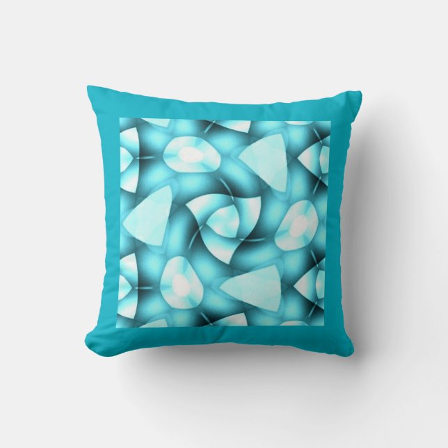 Shades of Aqua Twisted Geometrics Throw Pillow (Front)