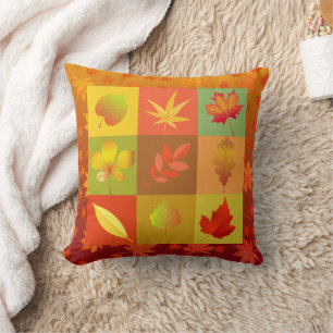 Shades of Autumn Fall Maple Leaves Throw Pillow