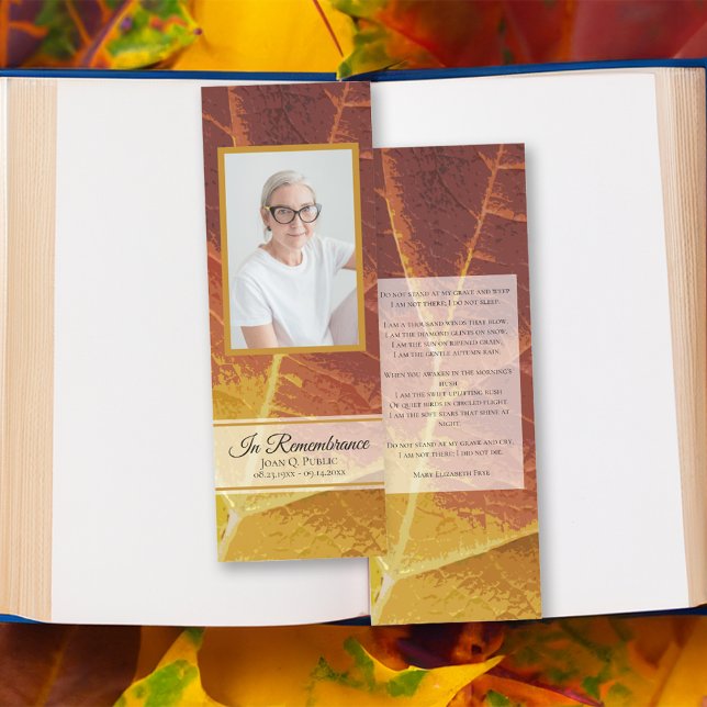 Shades of Autumn Funeral Memorial Prayer Card Bookmarks (Creator Uploaded)