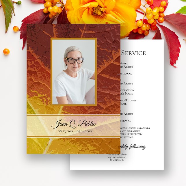 Shades of Autumn Funeral Service Memorial Program (Creator Uploaded)