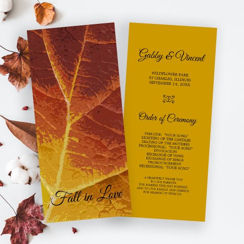 Shades of Autumn Leaf Wedding Program