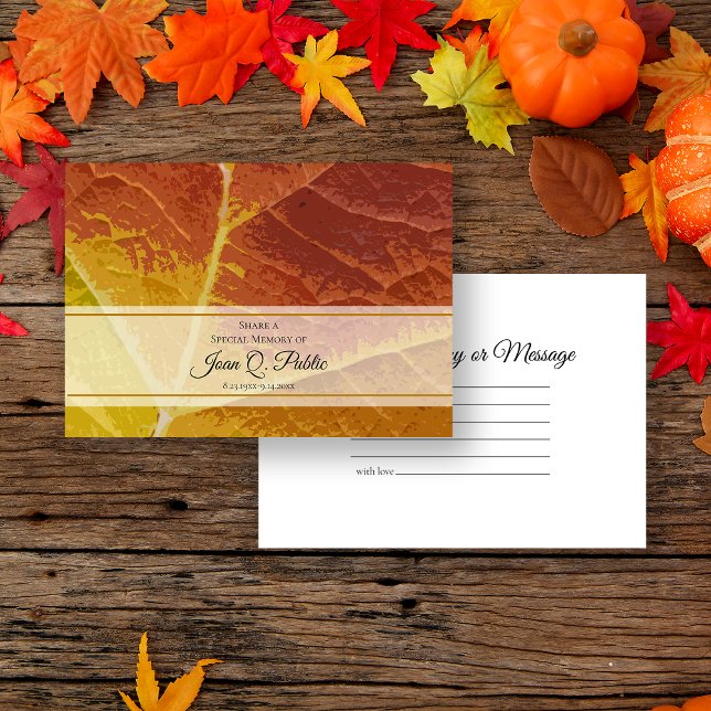 Shades of Autumn Share a Memory Funeral Memorial Note Card (Creator Uploaded)