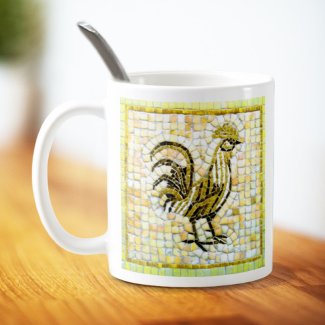 Shades of Beige and Black Mosaic Chicken Art