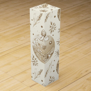 SHADES OF BEIGE HOLIDAY CHRISTMAS THEME WINE BOX