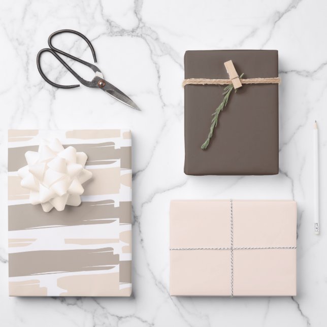 Shades of beige Paint Swipe Wrapping Paper Sheets (Front)
