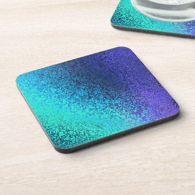 Shades of Blue Abstract Cork Beverage Coaster (Left Side)