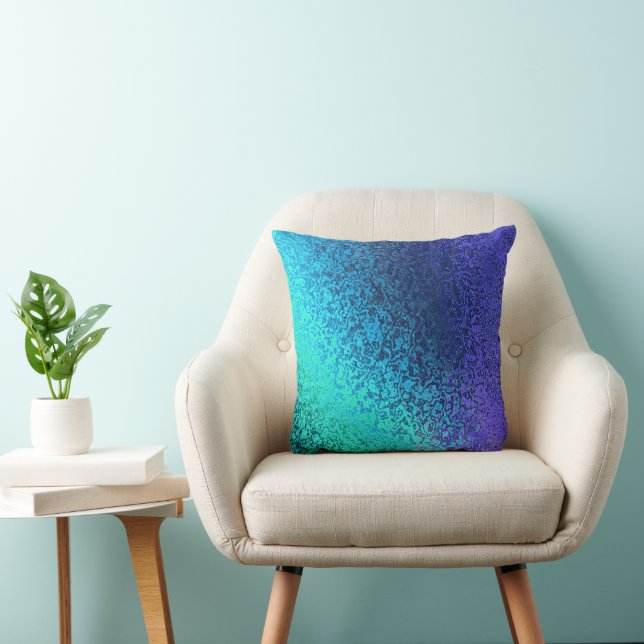 Shades of Blue Abstract Pattern Throw Pillow (Chair)