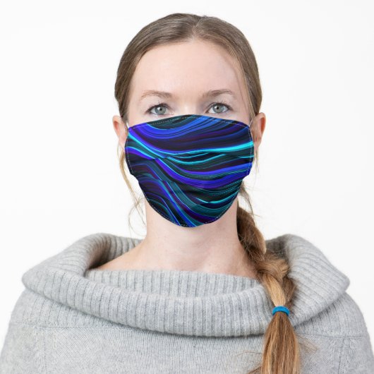 Shades of Blue Adult Cloth Face Mask (Worn)
