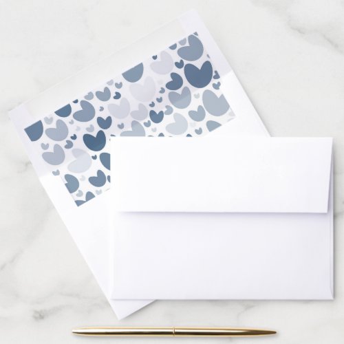 Shades of Blue and Gray Hearts Pattern  Envelope Liner