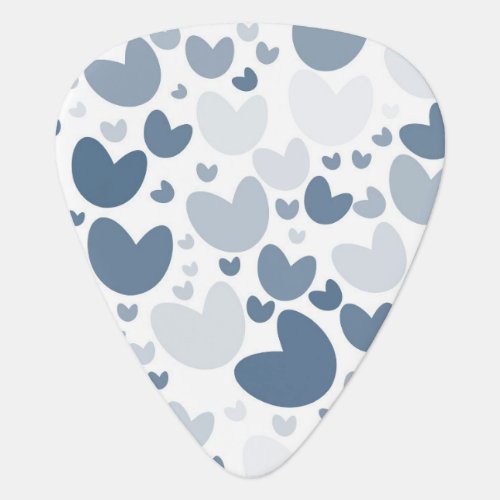 Shades of Blue and Gray Hearts Pattern Guitar Pick