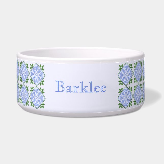 Shades of blue and green floral pattern bowl (Front)