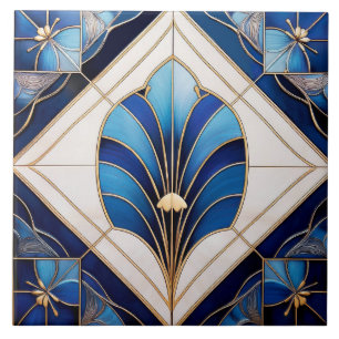 Shades of Blue Art Deco Ceramic Tile. Ceramic Tile