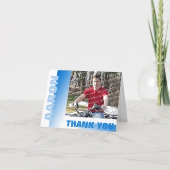 Shades Of Blue Bar Mitzvah Thank You With Photo by InBeTeen at Zazzle