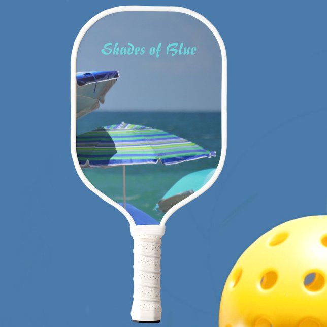 Shades of Blue Beach Umbrellas Customizable Pickleball Paddle (Creator Uploaded)