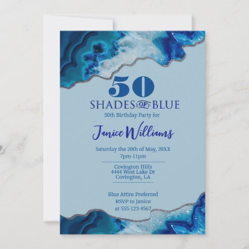 Shades of Blue Birthday Invitation