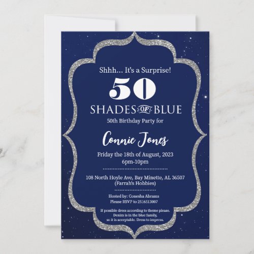 Shades of Blue Birthday Invitation