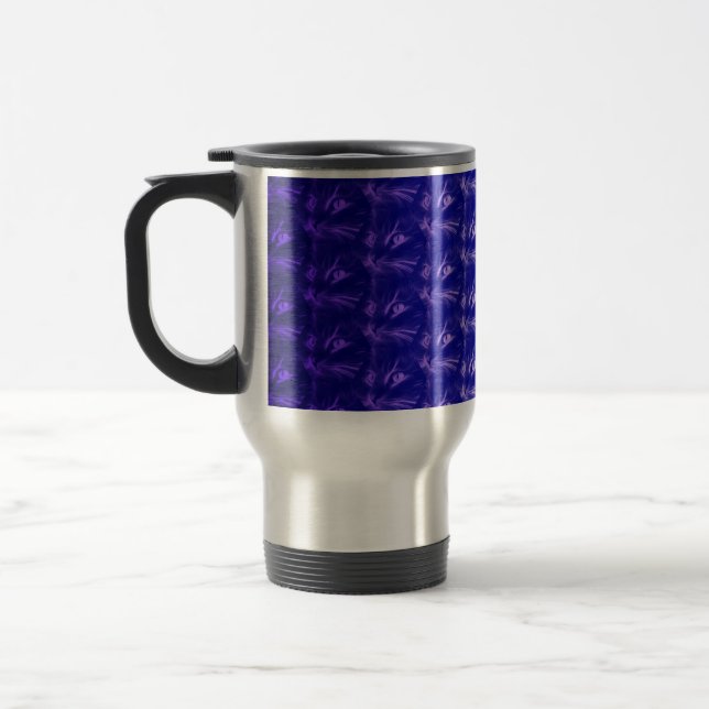 Shades Of Blue Cat Travel Mug (Left)
