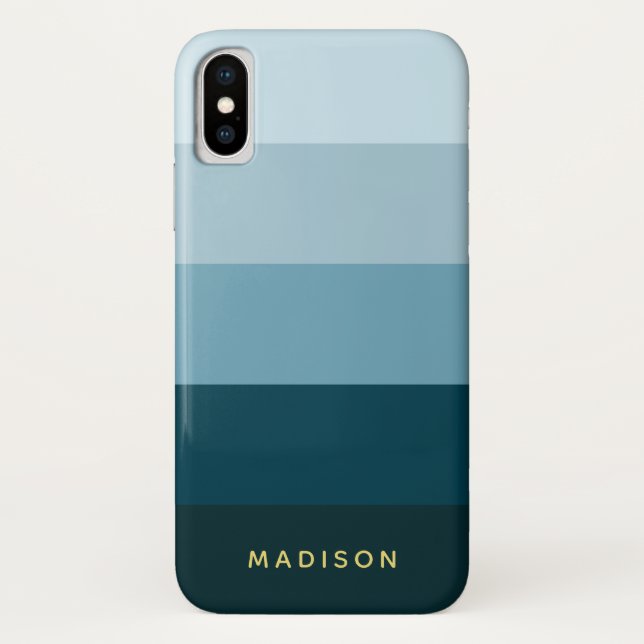 Shades of Blue Chic Wide Stripes Case-Mate iPhone Case (Back)