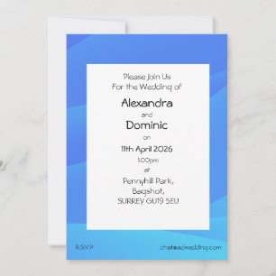 Shades of blue color ombre gradient background invitation