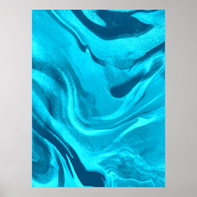 Shades Of Blue Colorful Marble  Poster (Front)