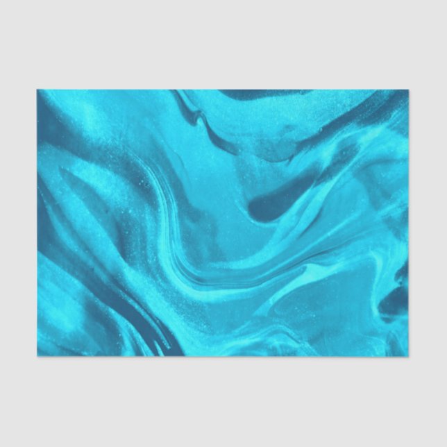 Shades Of Blue Colorful Marble  Tissue Paper (Front)