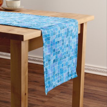 Shades Of Blue Cube Look Patterns Long Table Runner by JLBIMAGES at Zazzle