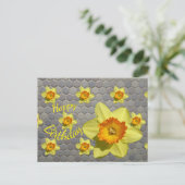Shades of Blue Daffodils Cust. Birthday Postcard (Standing Front)