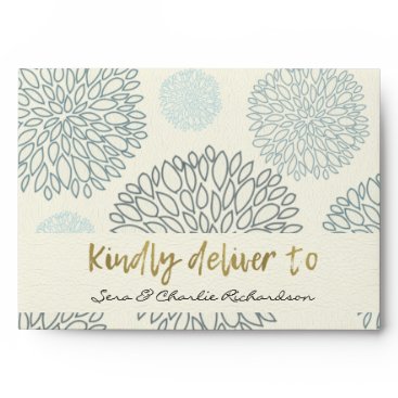 SHADES OF BLUE DAHLIA FLORAL PATTERN MONOGRAM ENVELOPE SHADES OF BLUE DAHLIA FLORAL PATTERN MONOGRAM ENVELOPE