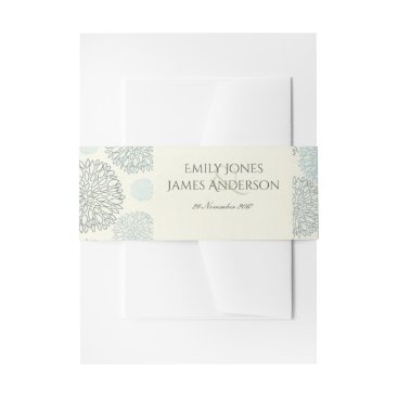 SHADES OF BLUE DAHLIA FLORAL PATTERN MONOGRAM INVITATION BELLY BAND SHADES OF BLUE DAHLIA FLORAL PATTERN MONOGRAM INVITATION BELLY BAND