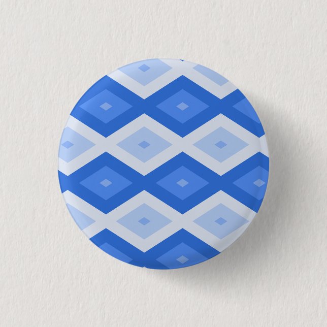 Shades of blue diamond pattern button (Front)
