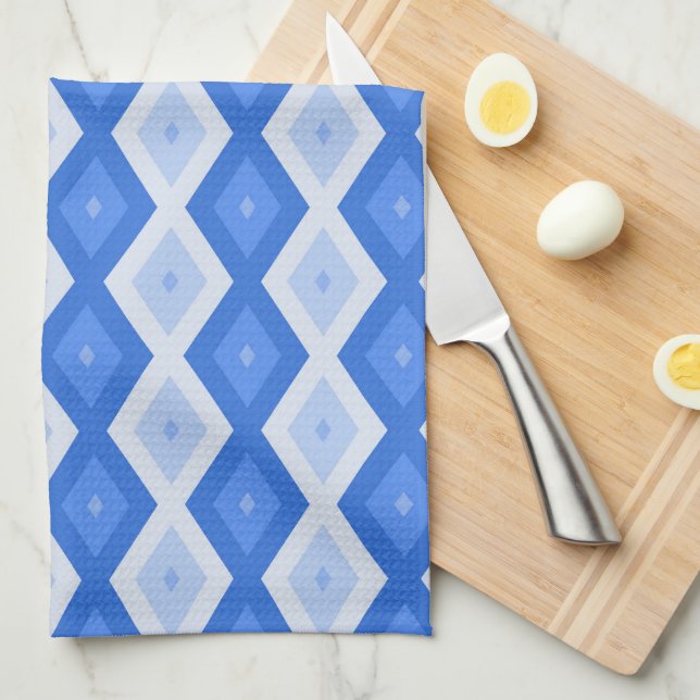 Shades of blue diamond pattern kitchen towel (Quarter Fold)