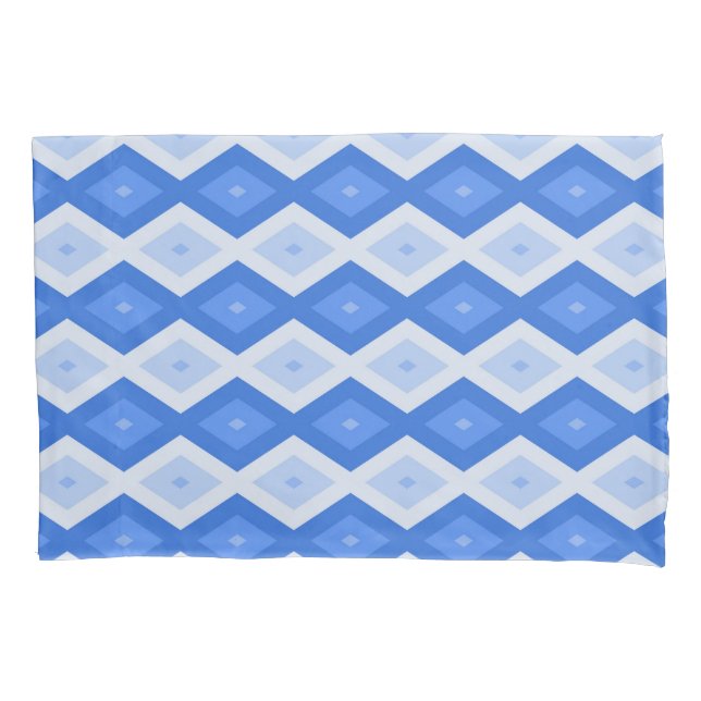 Shades of blue diamond pattern pillow case (Front)