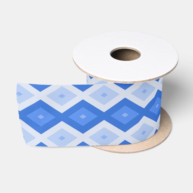 Shades of blue diamond pattern satin ribbon (Spool)
