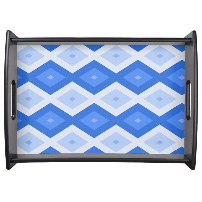 Shades of blue diamond pattern serving tray (Front)