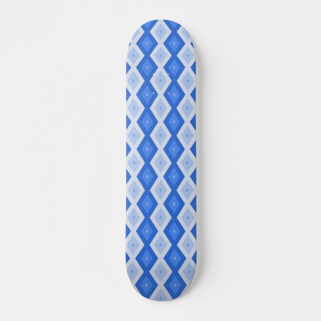 Shades of blue diamond pattern skateboard (Front)