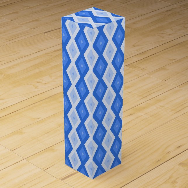 Shades of blue diamond pattern wine box (Front)