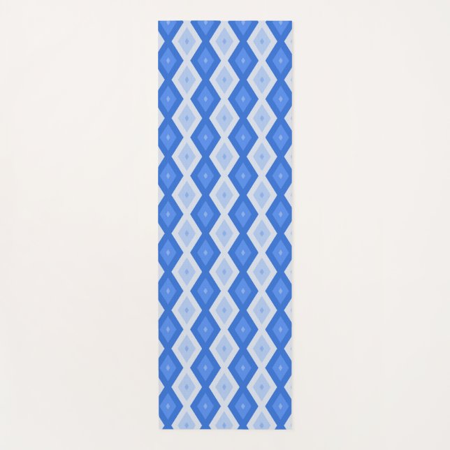 Shades of blue diamond pattern yoga mat (Front)