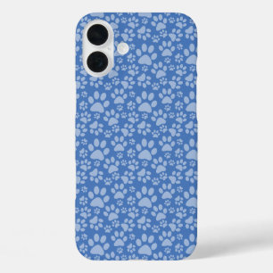 SHADES OF BLUE DOG PAW PRINTS iPhone 16 PLUS CASE